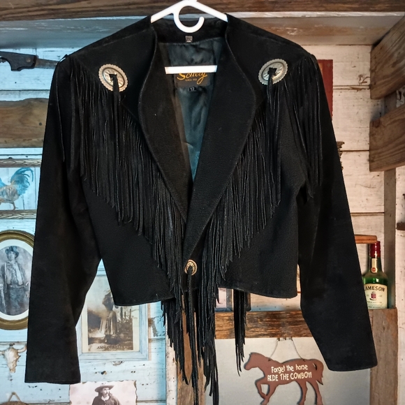 Scully vintage leather western fringe jacket with conchos - Picture 4 of 5